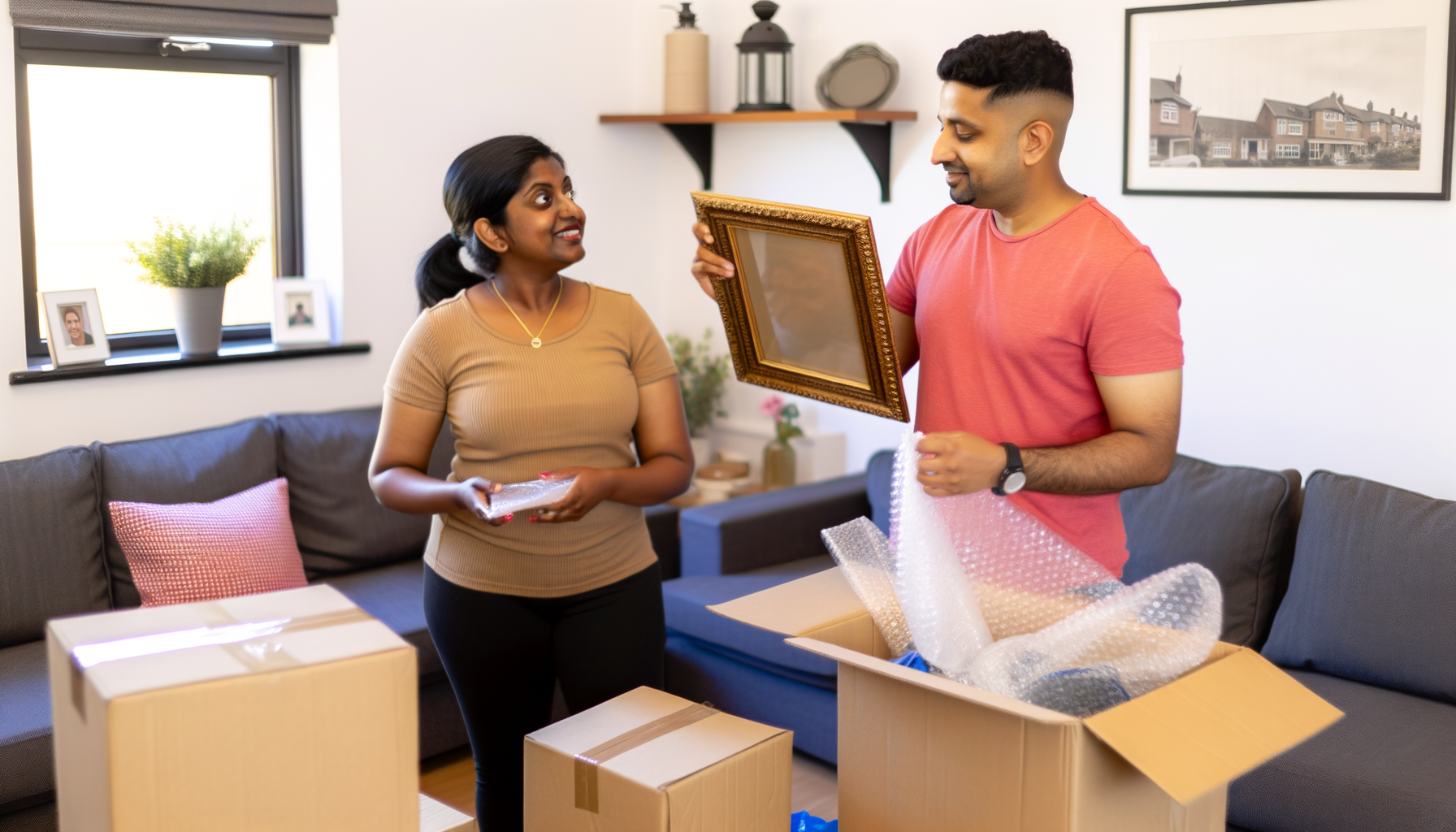 "Couple heureux emballant des cartons pour déménager et suivre le travail du conjoint"